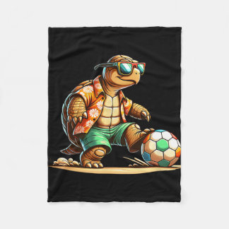 Cool Turtle Soccer Player With Sungles  Fleece Blanket