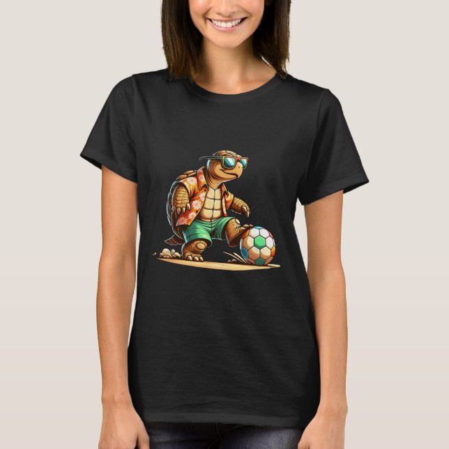 Cool Turtle Soccer Player With Sungles  T-Shirt (Front)