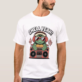 Cool Turtle with Sunglasses & Headphones Design T-Shirt