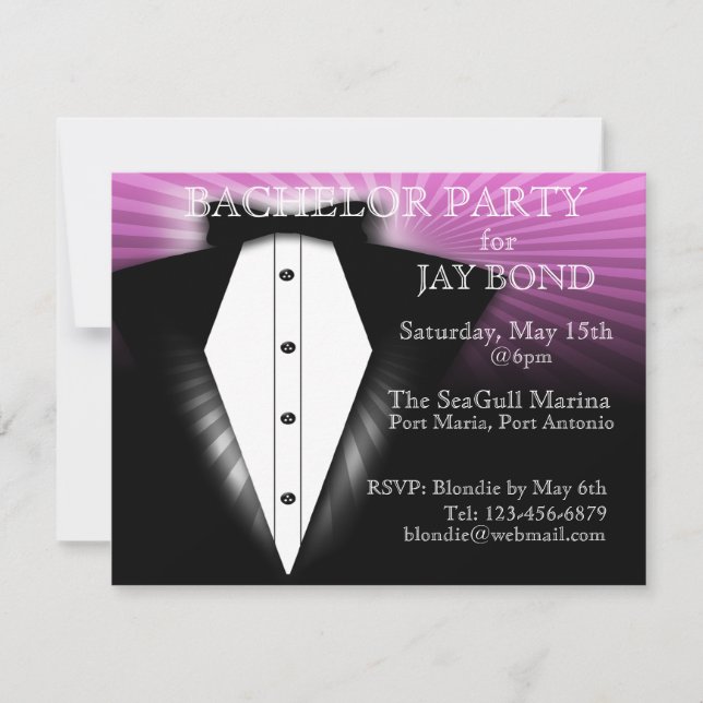 Cool Tuxedo Bachelor Party Cool Invitation (Front)