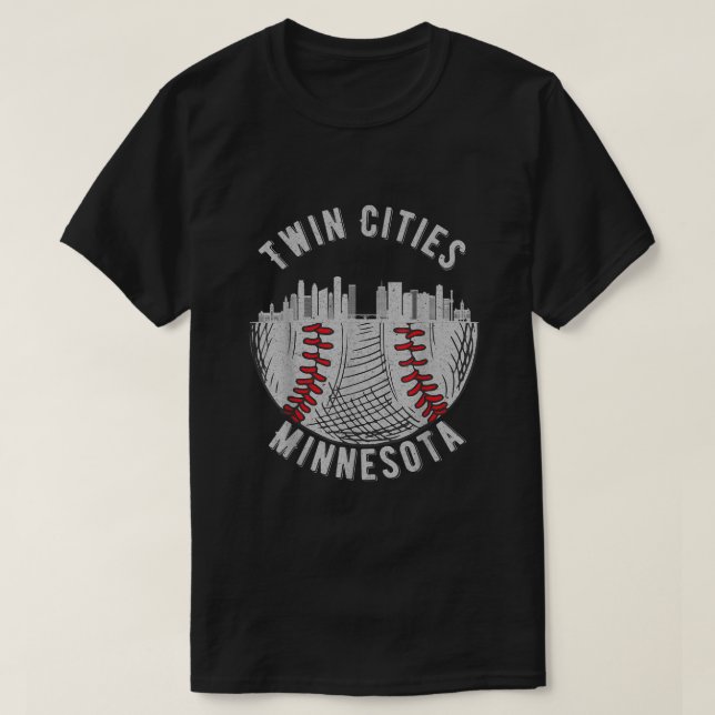 Cool Twin Cities Minnesota MN Baseball Skyline St  T-Shirt (Design Front)