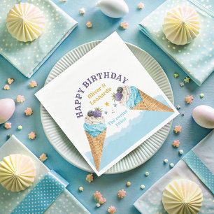Cool Twins Ice Cream Boys Birthday  Napkin