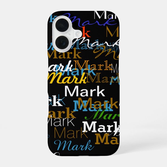 Cool Typography Color Name Pattern iPhone 16 Case (Back)