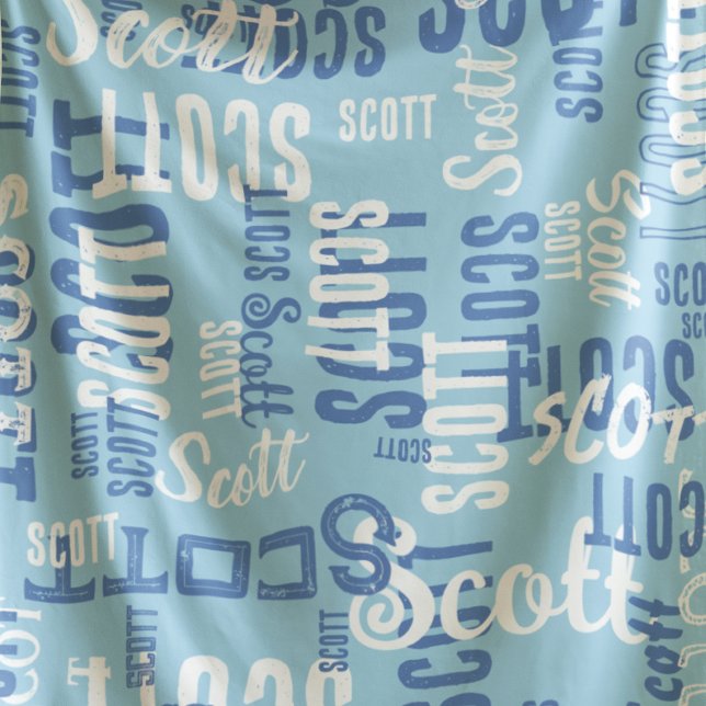 Cool Typography Graffiti Pattern Name Blue  Fleece Blanket (Creator Uploaded)
