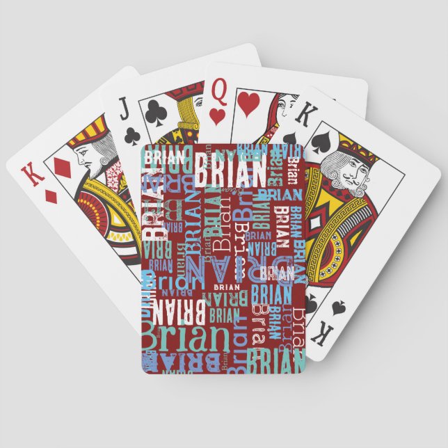 Cool Typography Pattern of Names Playing Cards (Back)