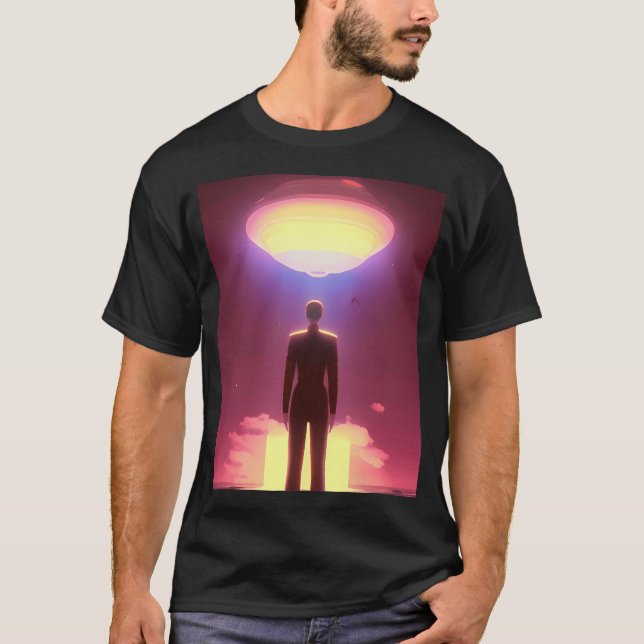 Cool Ufo Art. Colourful Vibrant Alien Art. T-Shirt (Front)