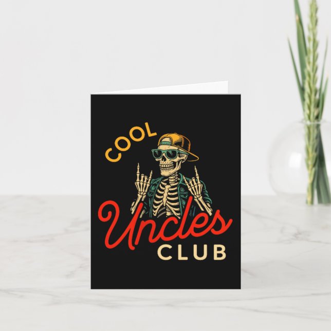 Cool Uncles Club Shirt Funny Skeleton Retro Uncle  Card (Front)