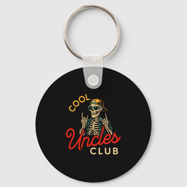 Cool Uncles Club Shirt Funny Skeleton Retro Uncle  Key Ring (Front)