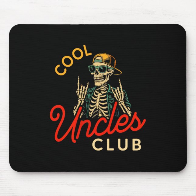 Cool Uncles Club Shirt Funny Skeleton Retro Uncle  Mouse Pad (Front)