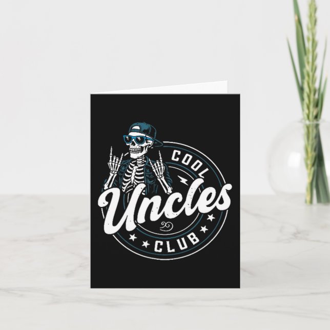 Cool Uncles Club Shirt Funny Skeleton Uncle Men  Card (Front)