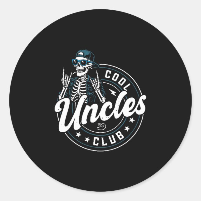 Cool Uncles Club Shirt Funny Skeleton Uncle Men  Classic Round Sticker (Front)