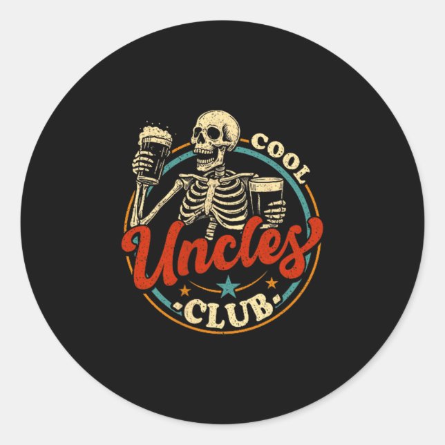Cool Uncles Club Shirt Uncle Skeleton Men Fathers  Classic Round Sticker (Front)