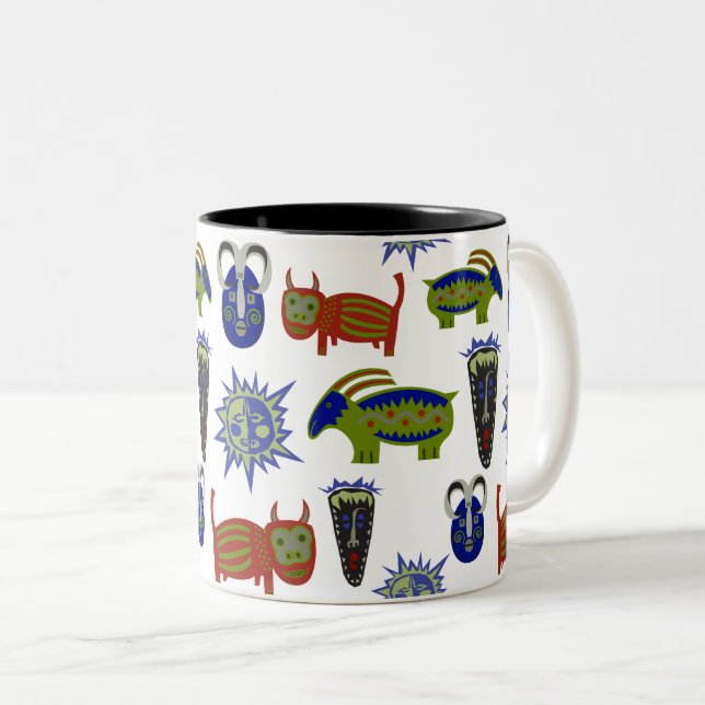 Cool Uneven Pattern Two-Tone Coffee Mug (Front Right)