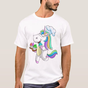 Cool Unicorn Baking Cupcakes  Funny Horned Hors T-Shirt