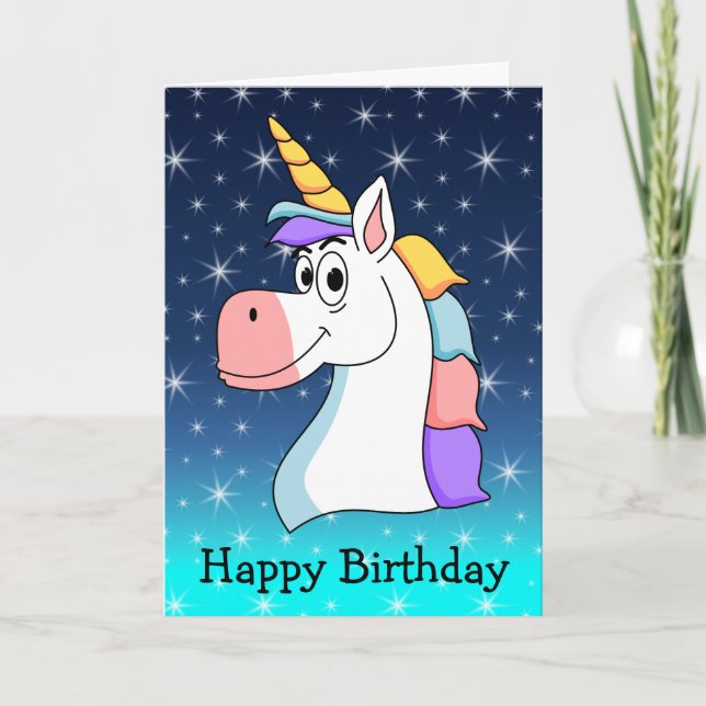 Cool Unicorn Birthday Card (Front)