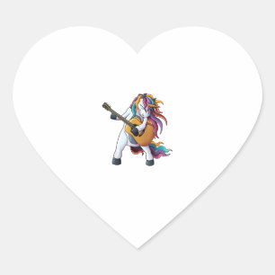 Cool Unicorn Playing Guitar _ Funny Animal Guitari Heart Sticker