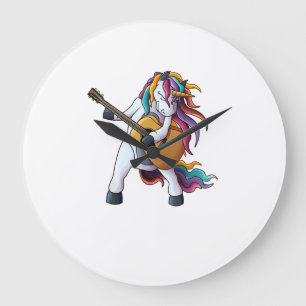 Cool Unicorn Playing Guitar _ Funny Animal Guitari Large Clock