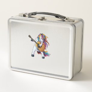 Cool Unicorn Playing Guitar _ Funny Animal Guitari Metal Lunch Box