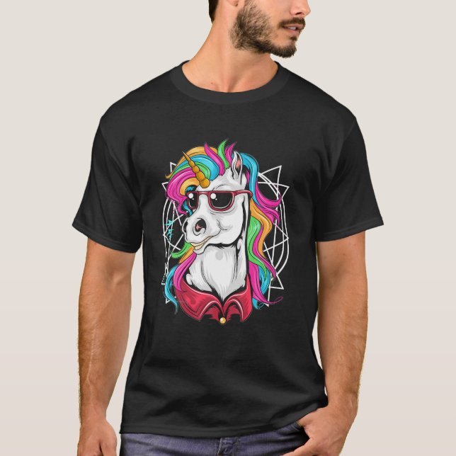 Cool Unicorn Rainbow Chill Colours Colourful Sungl T-Shirt (Front)