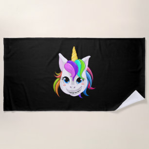 Cool Unicorn With Dental Braces Funny Horn Horse S Beach Towel