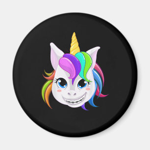 Cool Unicorn With Dental Braces Funny Horn Horse S Magnet