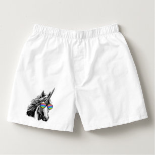 Cool unicorn with rainbow sunglasses boxers