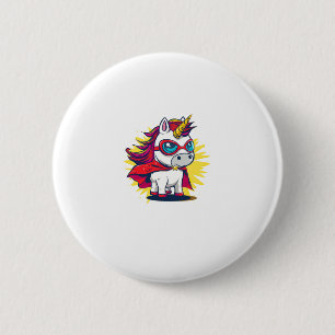 Cool Unicorn with Superhero Cape Costume Long Slee 6 Cm Round Badge