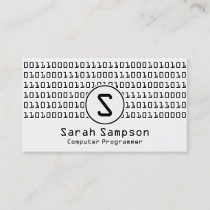 Cool Unique Binary Code Pattern Monogram Business Card