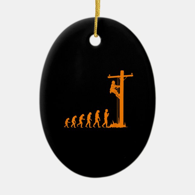 Cool Unique Evolution Of Lineman Electrician  Gift Ceramic Ornament (Front)