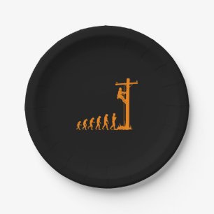 Cool Unique Evolution Of Lineman Electrician  Gift Paper Plate