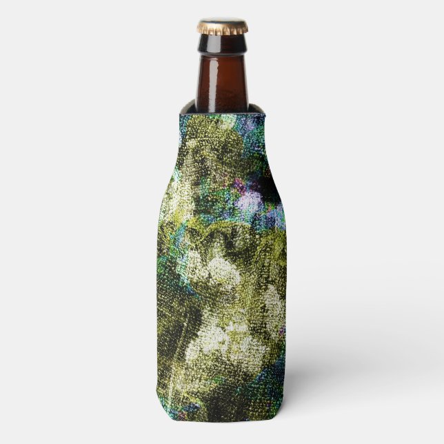 Cool, unique, trendy digital art of flower pattern bottle cooler (Bottle Front)