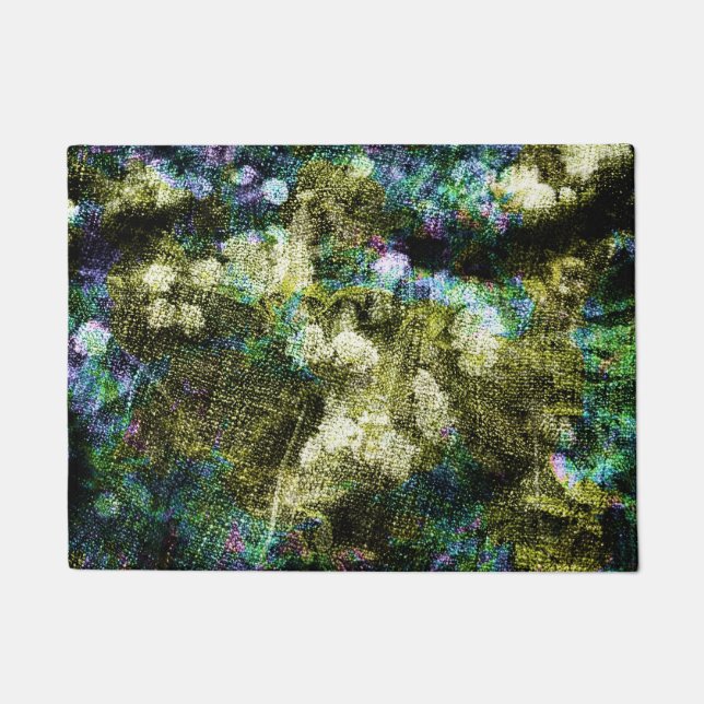 Cool, unique, trendy digital art of flower pattern doormat (Front)