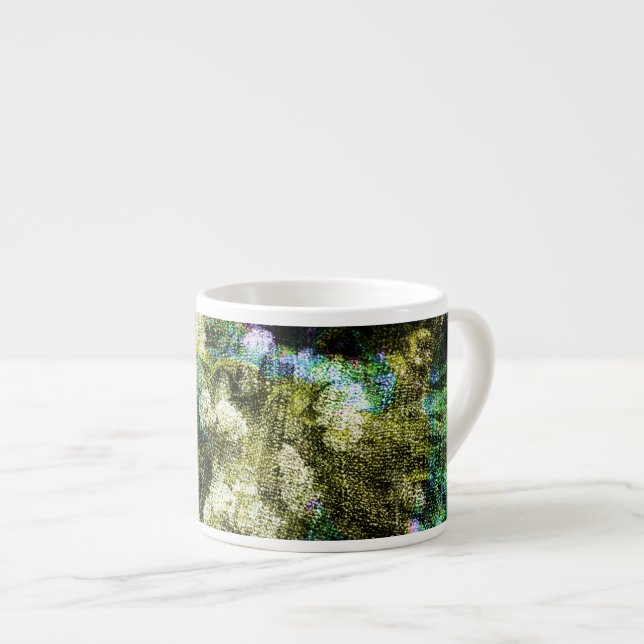 Cool, unique, trendy digital art of flower pattern espresso cup (Front Right)