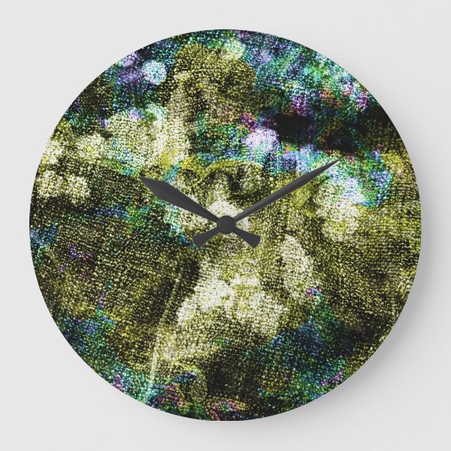 Cool, unique, trendy digital art of flower pattern large clock (Front)