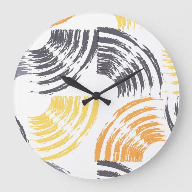 Cool, unique, trendy, urban colorful brush strokes large clock (Front)