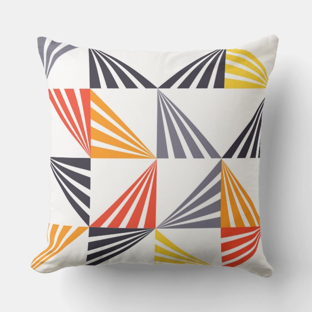 Cool, unique, trendy, urban, colourful triangles cushion (Front)