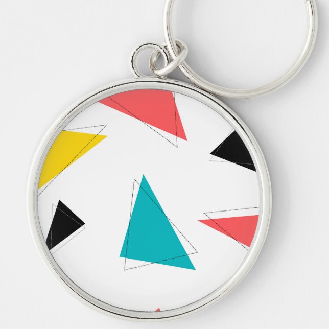 Cool, unique, trendy, urban colourful triangles key ring (Front)