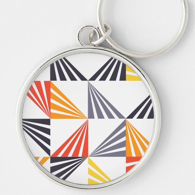Cool, unique, trendy, urban, colourful triangles key ring (Front)
