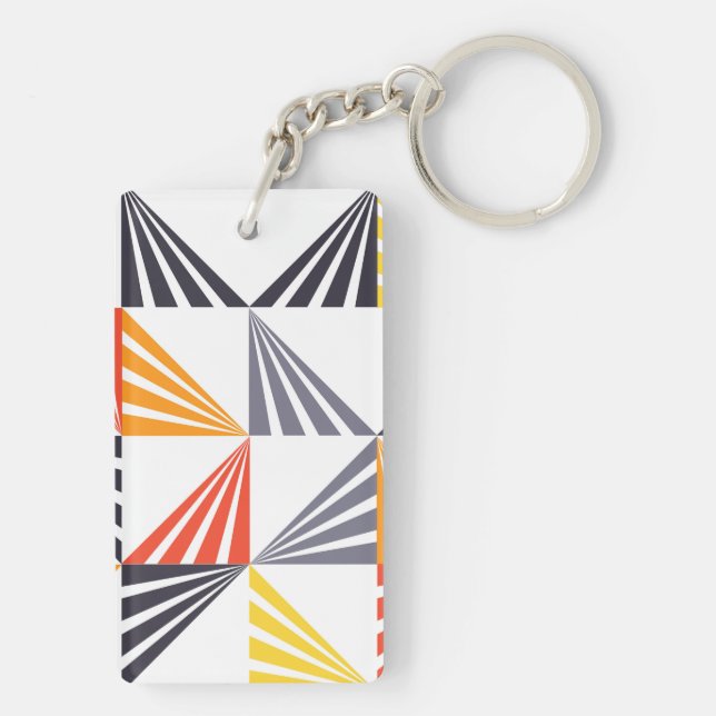 Cool, unique, trendy, urban, colourful triangles key ring (Back)