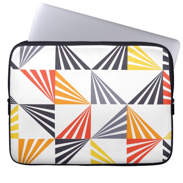 Cool, unique, trendy, urban, colourful triangles laptop sleeve (Front)