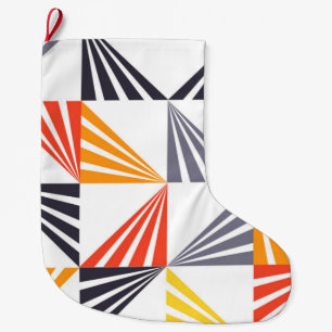 Cool, unique, trendy, urban, colourful triangles large christmas stocking