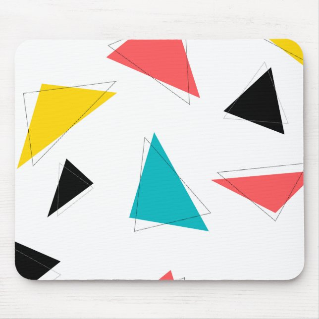 Cool, unique, trendy, urban colourful triangles mouse pad (Front)