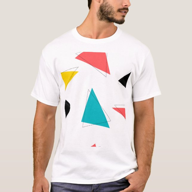 Cool, unique, trendy, urban colourful triangles T-Shirt (Front)