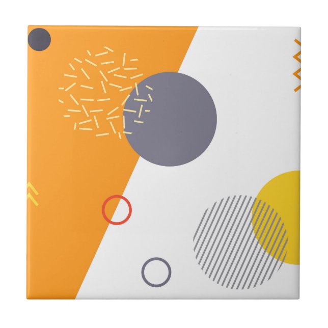 Cool, unique, trendy, urban geometric illustration ceramic tile (Front)