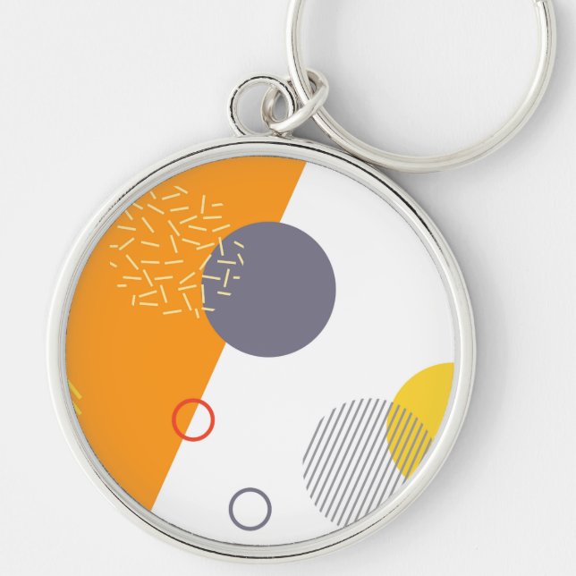 Cool, unique, trendy, urban geometric illustration key ring (Front)