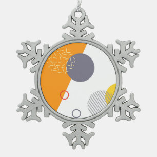 Cool, unique, trendy, urban geometric illustration snowflake pewter christmas ornament