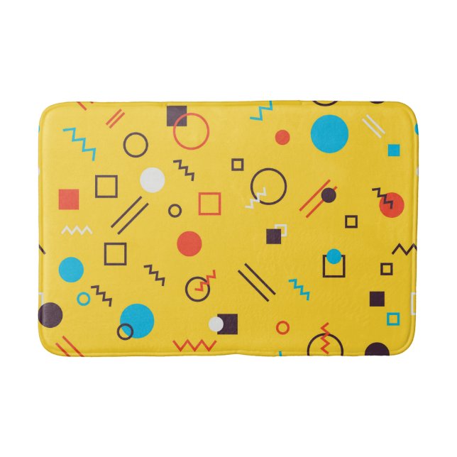 Cool, unique, trendy, urban geometric Memphis Bath Mat (Front)