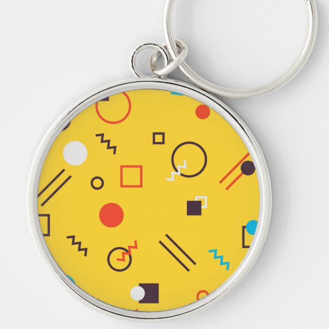 Cool, unique, trendy, urban geometric Memphis Key Ring (Front)