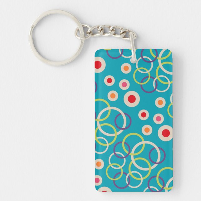 Cool Unique Trippy Underwater Circle Pattern Key Ring (Front)