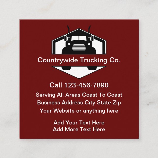 Cool Unique Trucking Service Business Cards (Front)